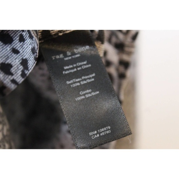 Rag & Bone Christie Silk Top Animal Cheetah Print Button Blouse Gray XS H14190 - Picture 12 of 16
